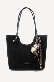 Чанта от еко велур и кожа KB-7459-черен