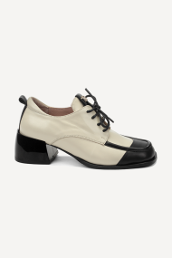 Кожени обувки с връзки MGZ-378-5075-бежов-черен