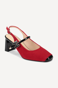 Сандали от естествен велур и лак MGZ-71-4445-червен