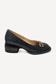 Кожени обувки с щампа змия MGZ-90-306-черен