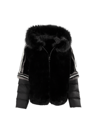 Дамско яке от естествена кожа и текстил MK-18-700