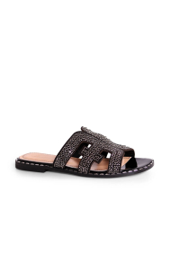 Дамски чехли от естествен велур и лак NFR-3104