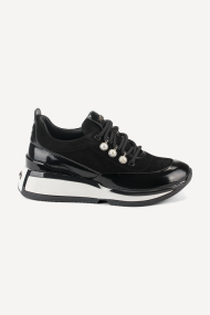 Ladies suede and patent leather sports shoes NSR-6889-black